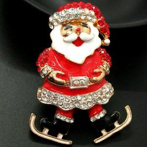 Ice Skate SANTA CLAUS Ski Christmas Gift Necklace